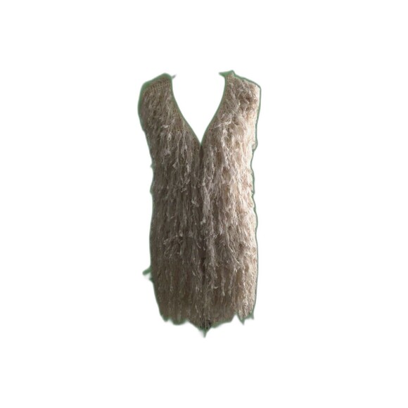 Aakaa Sweater Vest Women's Size S Color Cream Fringe Duster Sweater Vest - Picture 2 of 12